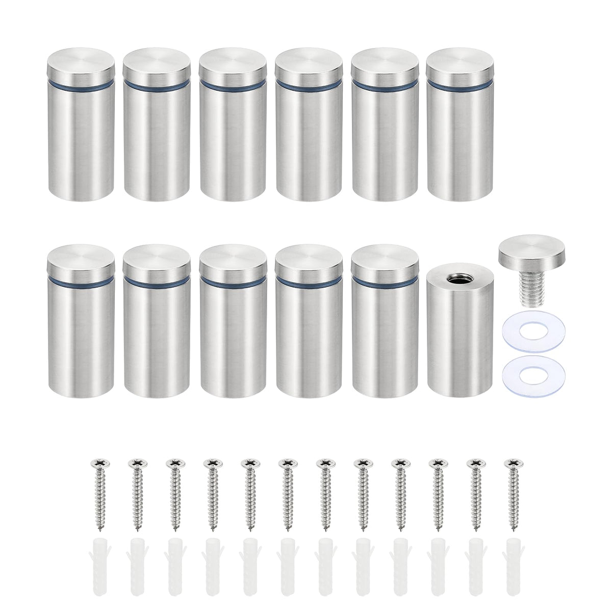 Șuruburi distanțiere din inox pentru fixare panouri și tablouri acrilice, set 12 bucăți – Argintiu
