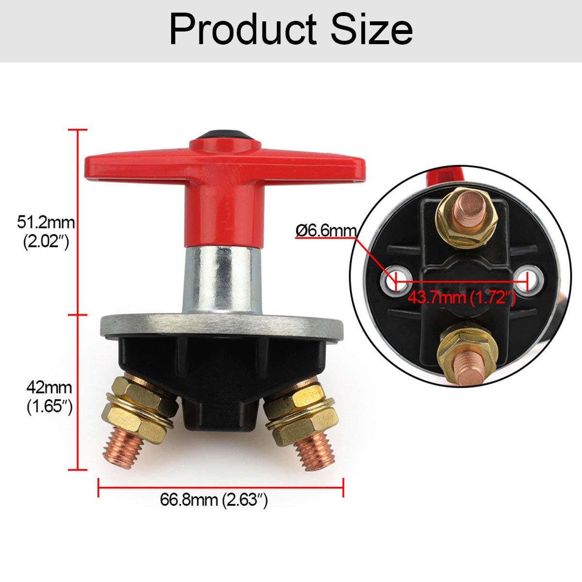 Car Battery Isolator Switch-Leak-proof Button Type Battery Master Switch 12volt-60volt 200A Isolator Switch Battery for Boat Motorcycle Yacht Car Caravan Built-in Power Switch