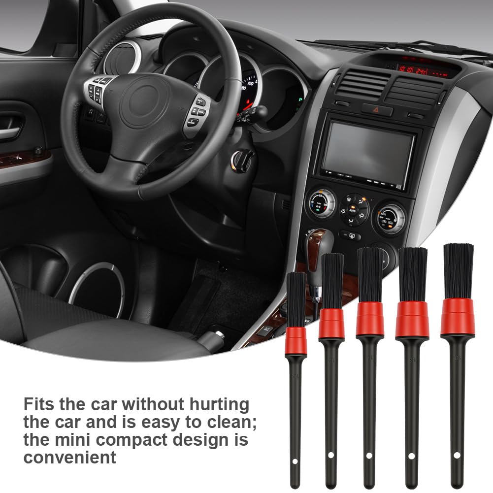 Car Detailing Brush Set 5-Piece Multi-Purpose Wheels Tires Engine Dashboard –