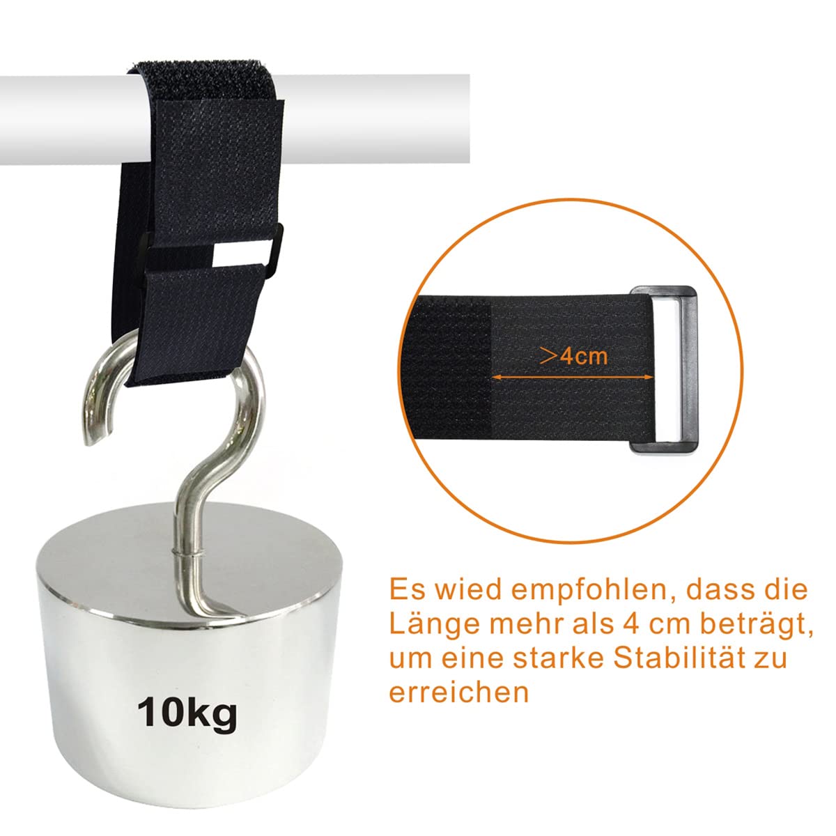 WSZJINB 5m x 5cm Velcro tape with 10 buckles, free cutting length Velcro cable ties reusable, cable Velcro fastener tape, 5cm wide, black