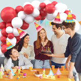 Party Hats 12-Pack Pom-Pom Birthday Celebration Party Decoration – Colourful