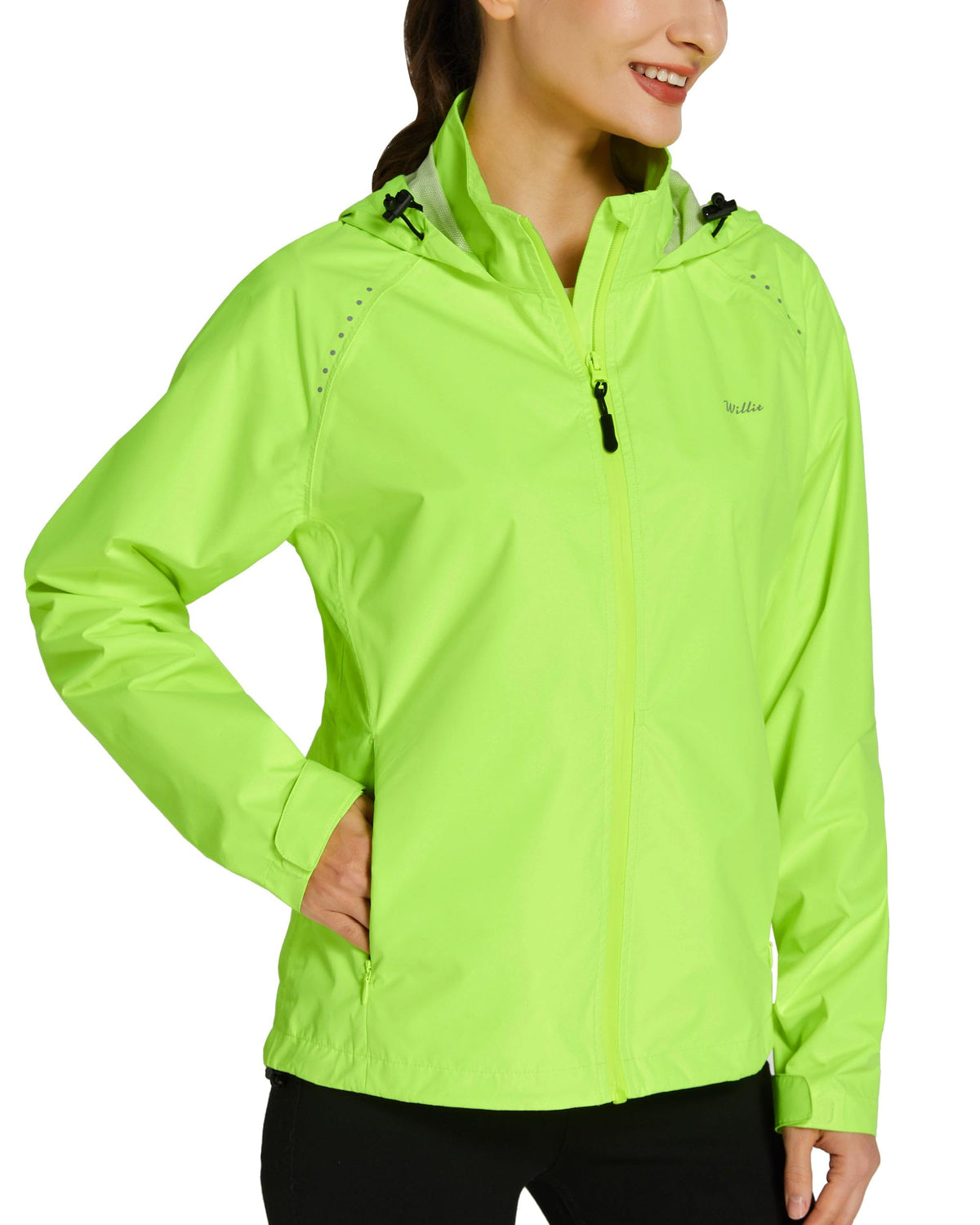 Waterproof Cycling Rain Jacket Breathable Lightweight Windbreaker – Fluorescent Yellow XL