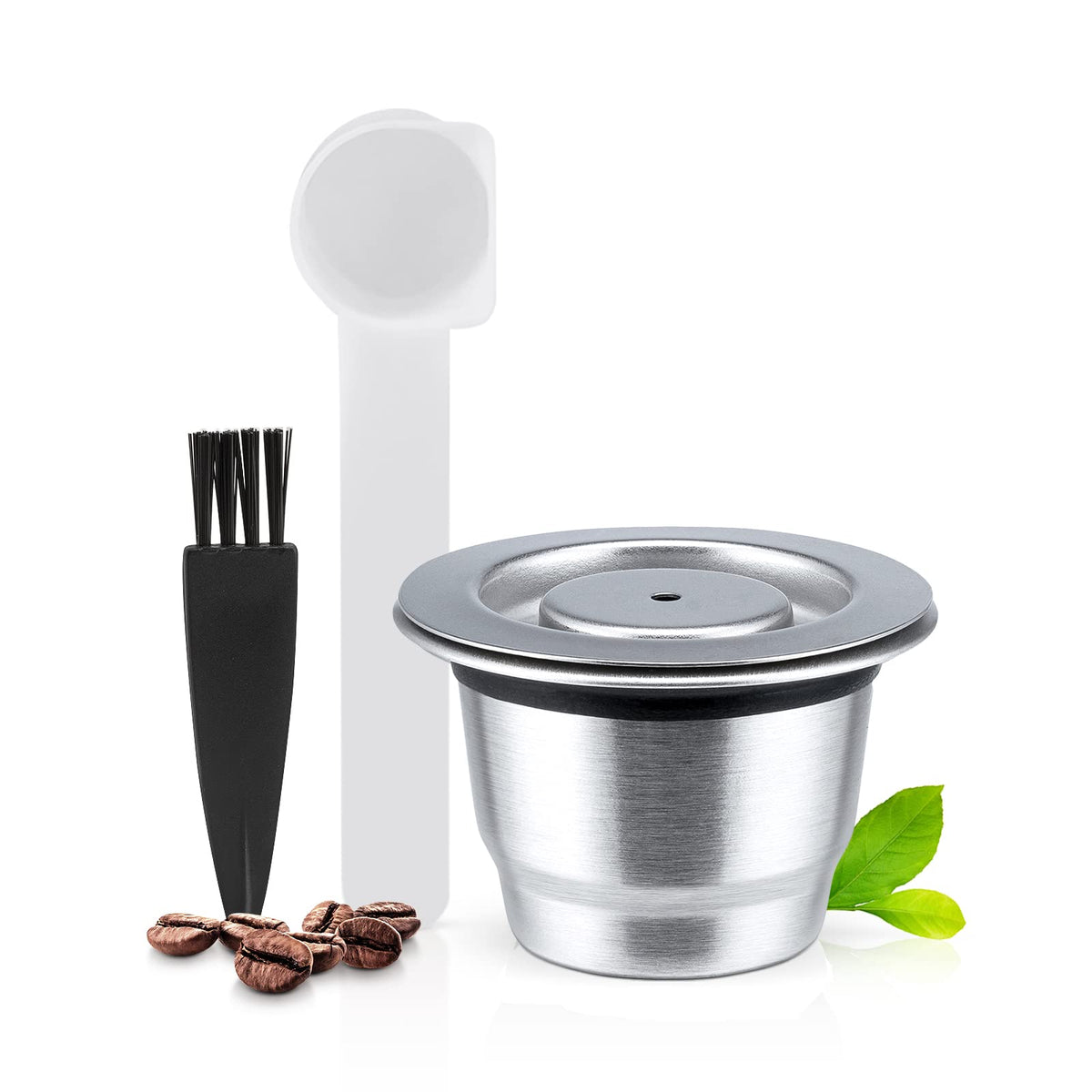 Capsulă de cafea reutilizabilă din inox reîncărcabilă compatibilă Nespresso – Argintiu