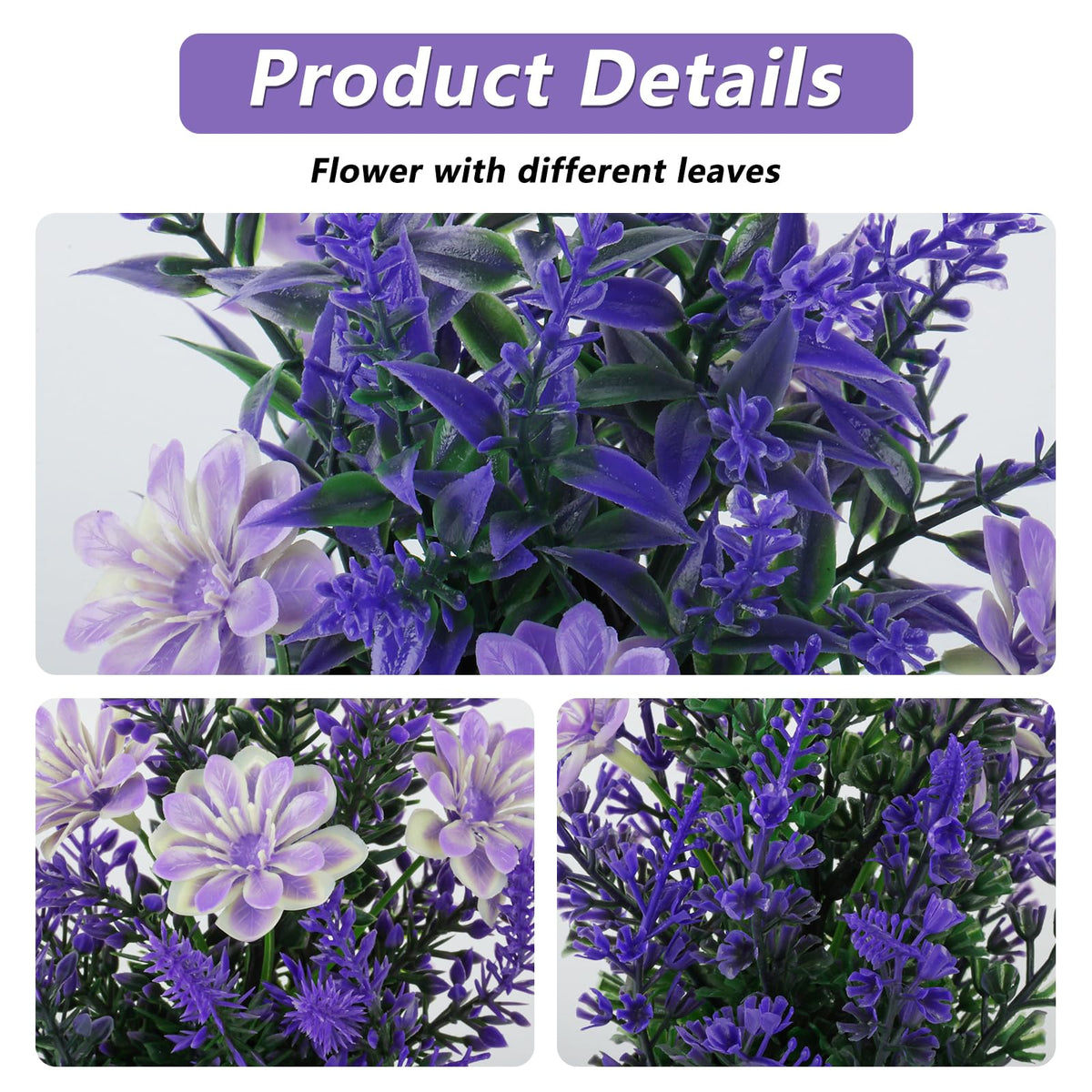 Artificial Lavender Plant Trio in Pots Realistic Small Indoor Decorative Flowers – Set of 3
