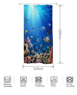 Shower Curtain 120x180cm Anti-Mould Waterproof Fabric Drops Ocean Fish – Light Blue