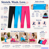 Girls' Knitted Stretch Leggings Cotton School Yoga Tights – Black/Pink/Blue 116