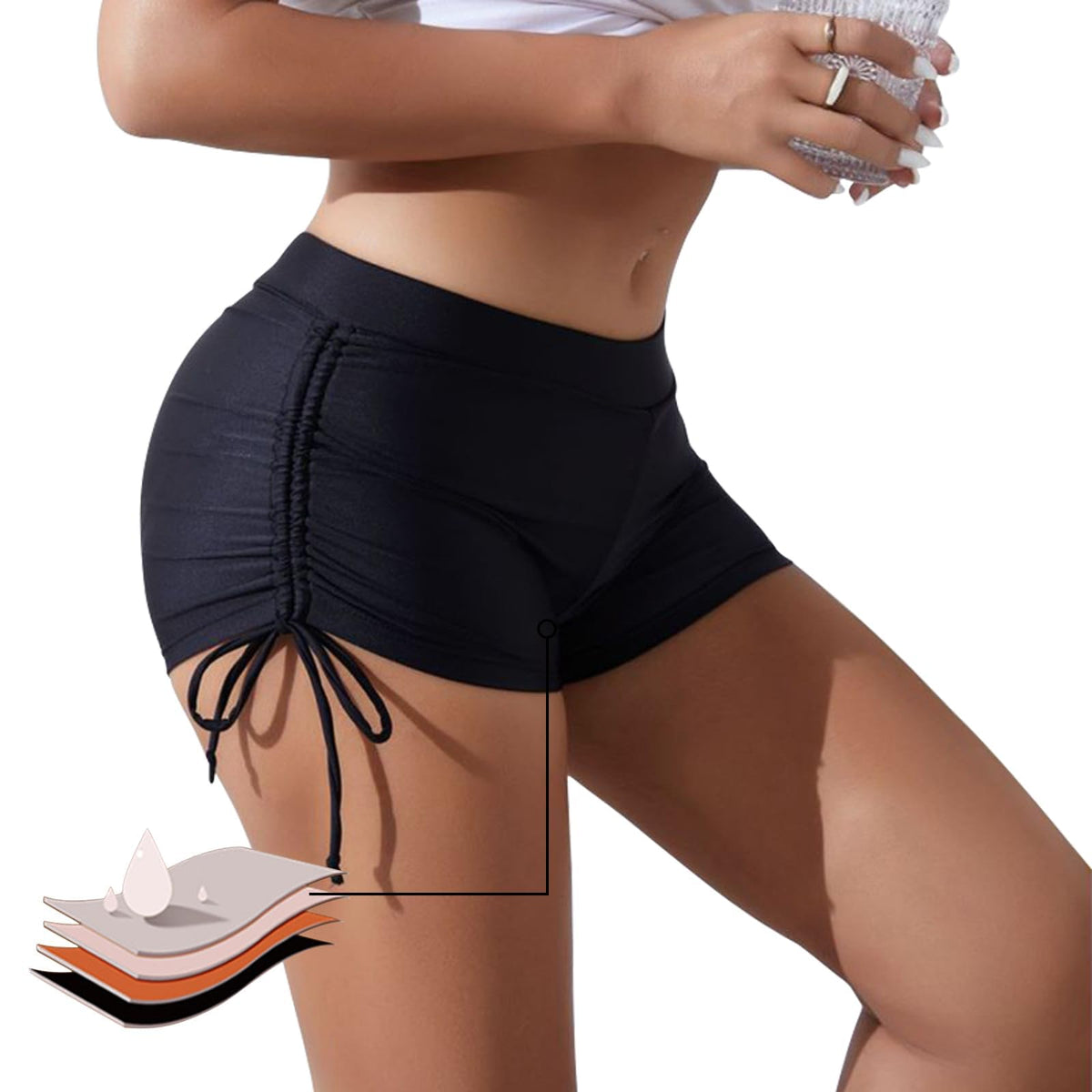Chiloți de baie menstruali damă impermeabili fără scurgeri – Negru XS