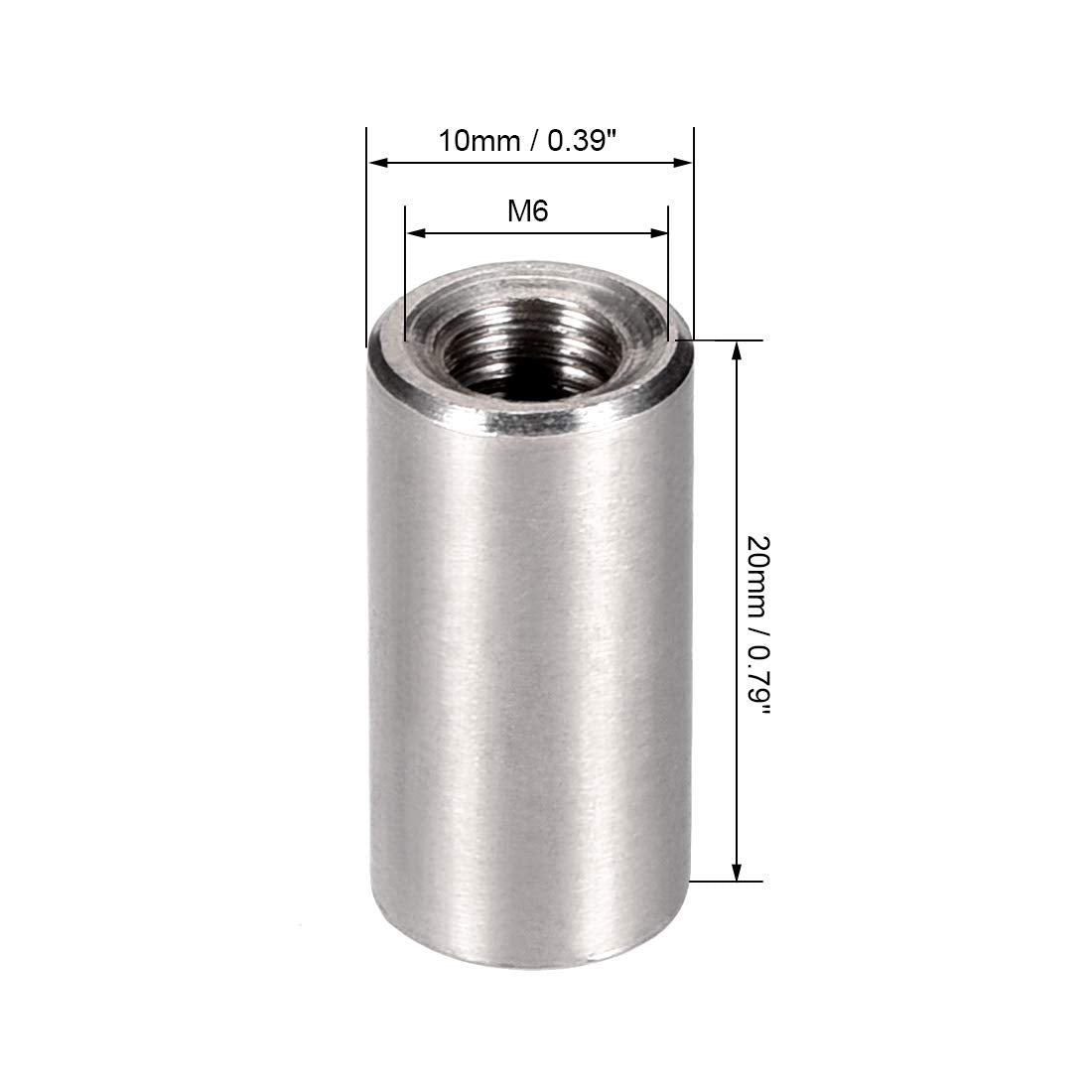 Coupling Nut M6 Round 20mm 304 Stainless Steel Pack of 5 – 20mm