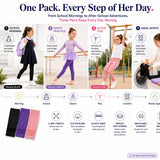 Girls' Knitted Stretch Leggings Cotton School Yoga Tights – Black Purple Light Pink 146