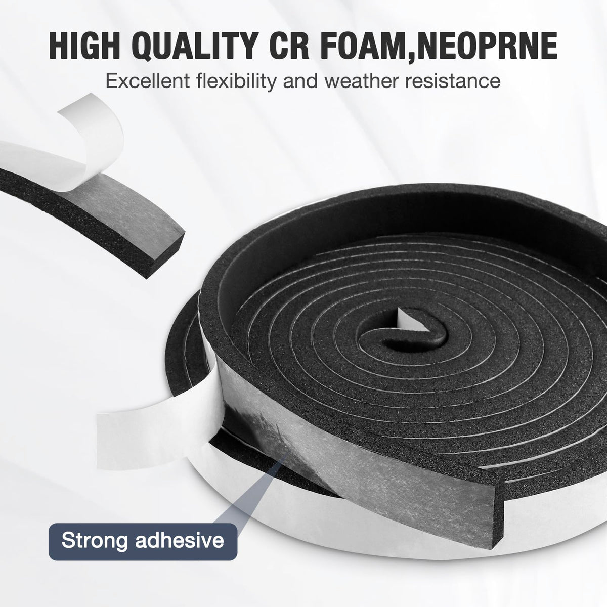 Neoprene Foam Self-Adhesive Sealing Tape 25x3x5m Weatherproof Soundproof