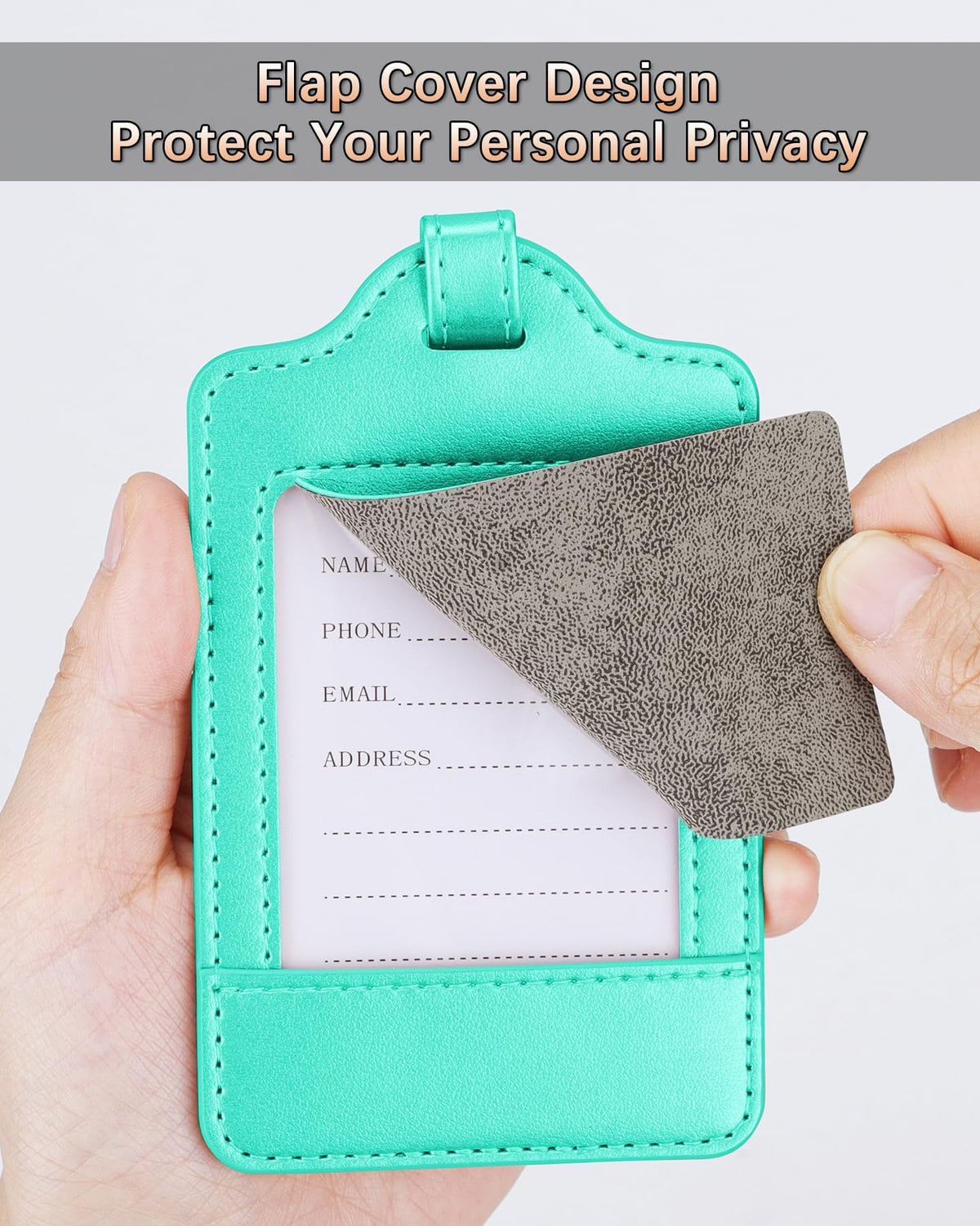 Luggage Tags 3-Pack PU Leather Privacy Cover Durable Travel ID – Assorted