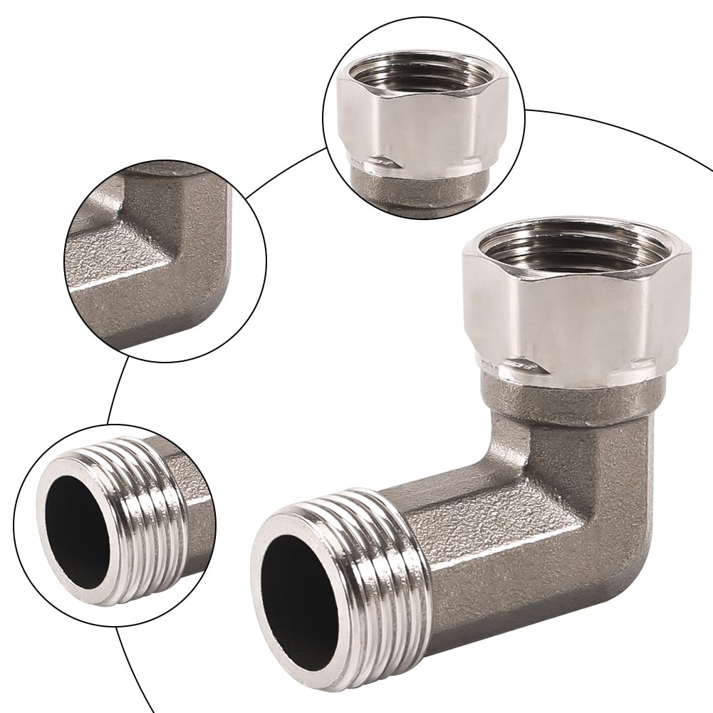 Racord olandez cot 90 grade din inox 304 1/2 exterior x 1/2 interior DN15 pentru instalații