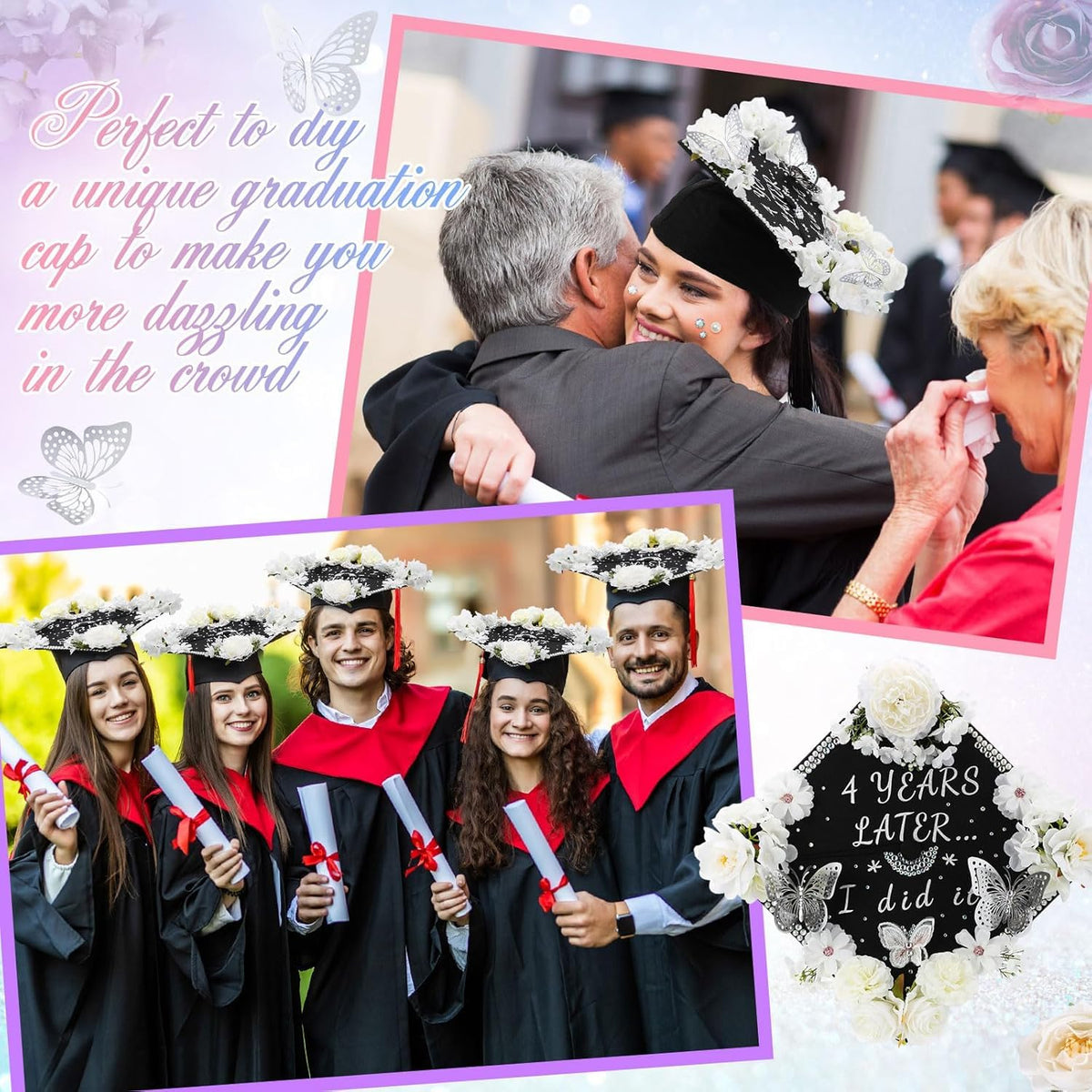 Graduation Cap Decoration DIY 2026 Tassel Cap Topper Party Supplies – Pink