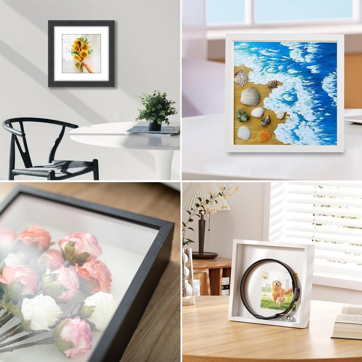 3D Wooden Photo Frame 30 x 30cm 3cm Deep with Clear Acrylic Plate – Black
