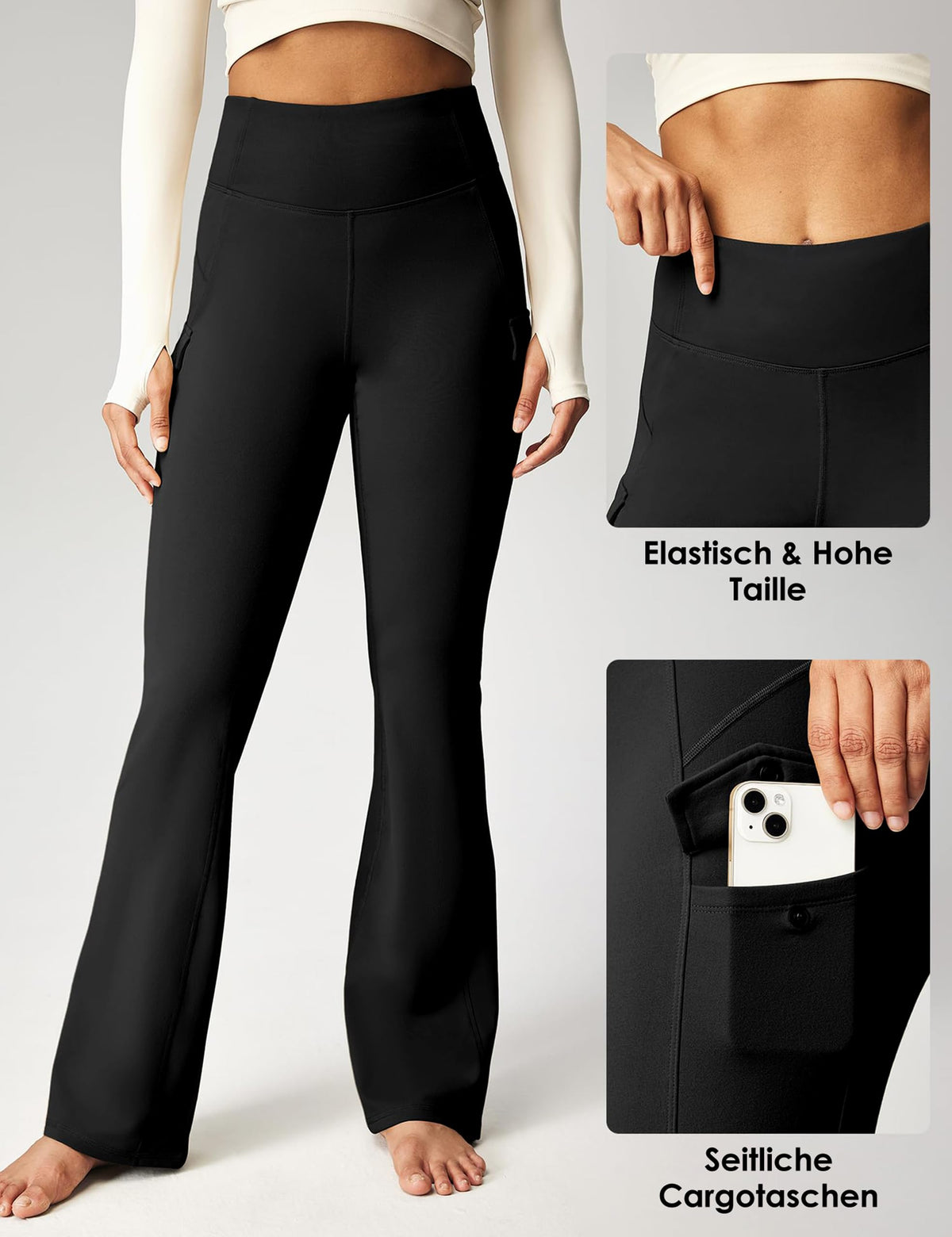 Women's bootcut yoga pants high-waist with pockets flared – With pockets