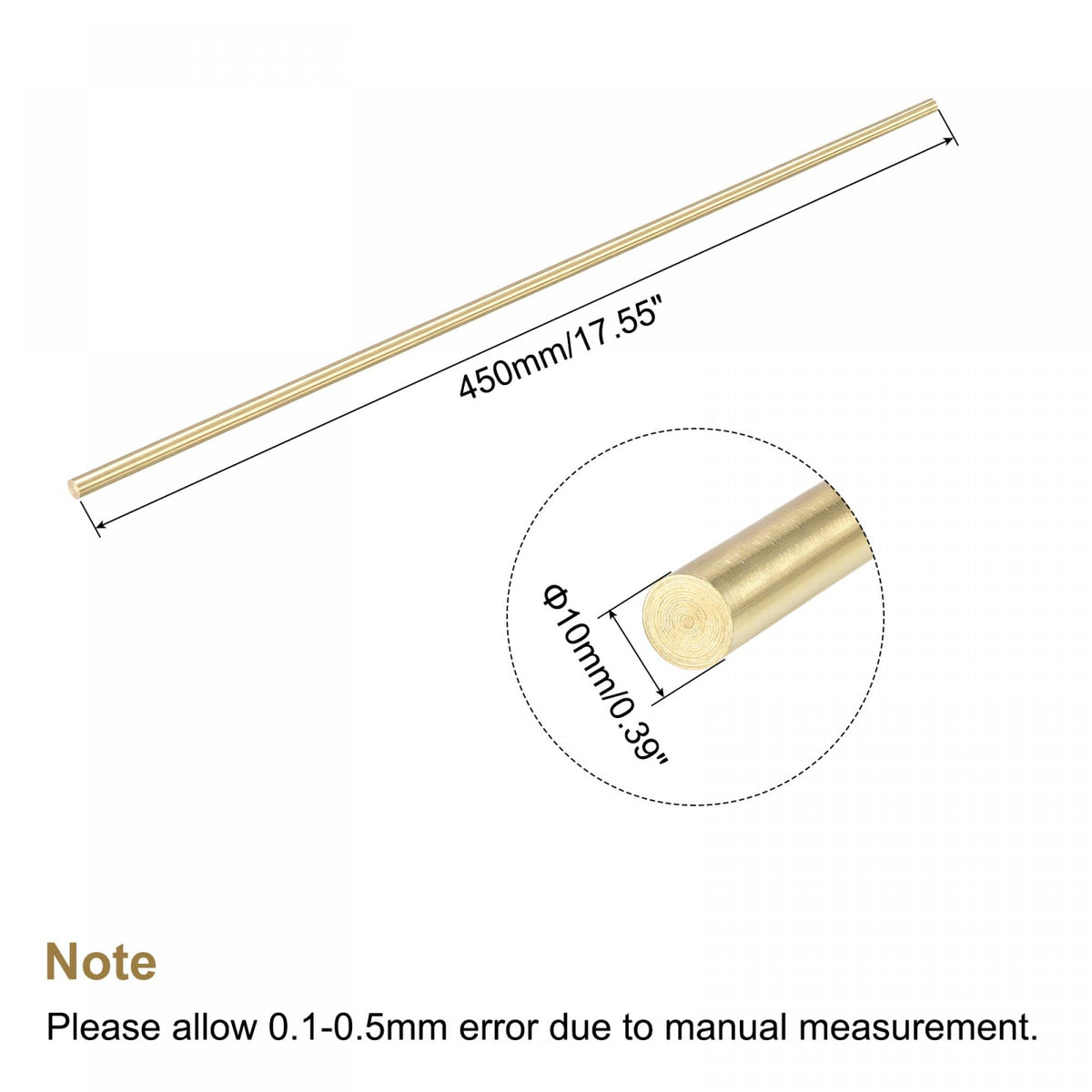 Solid Brass Round Bar 10mm x 450mm for RC Models DIY 1pc – Brass
