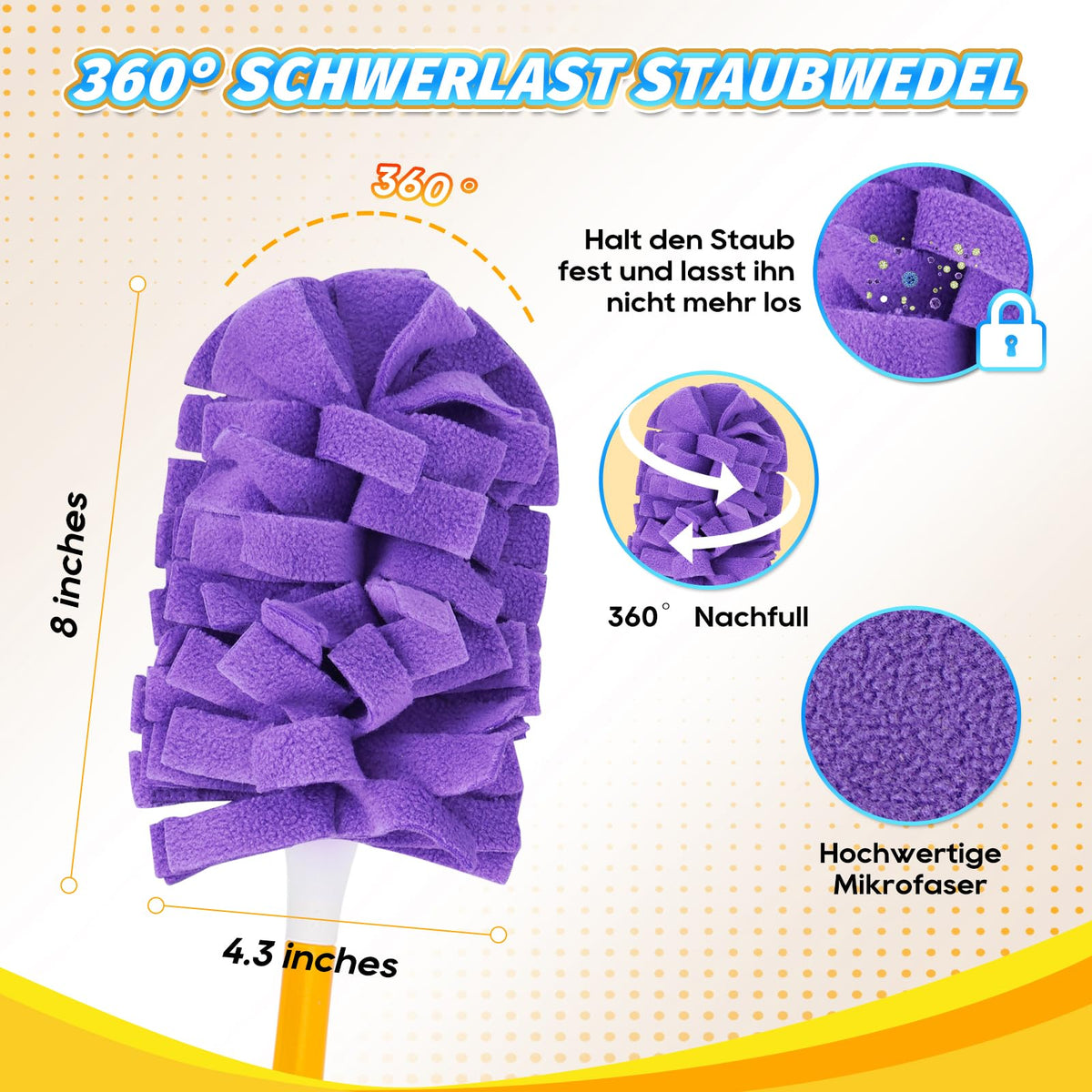 Rezerve lavabile reutilizabile compatibile pămătuf de praf Swiffer Duster, set 4 bucăți