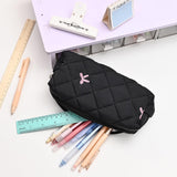 Floral Pencil Case Makeup Pouch Smooth Zipper Small – Black