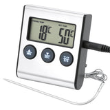 QWORK® Digital Cooking Thermometer with Food Probe, Range 0-300°C, Built-in Timer, LCD Display - for Use in Ovens and Grills