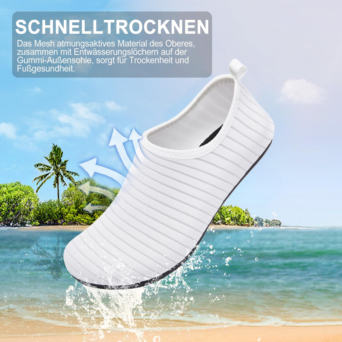 Pantofi de apă și surf cu uscare rapidă respirabili unisex – Dungi Albe EU 37
