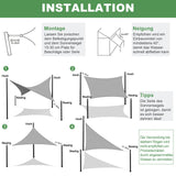 Waterproof Triangular Shade Sail 3x3x4.25m UV Protection for Patio Terrace Garden - Light Grey