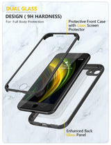 Husă de protecție completă 360 cu folie de sticlă integrată Miracase pentru iPhone SE/8 – Negru