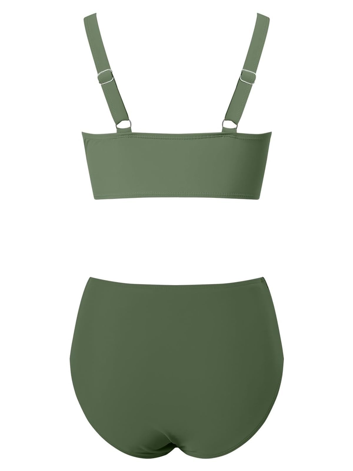 Costum de baie 2 piese triunghi Sangdut talie înaltă – Verde S
