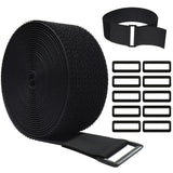 WSZJINB 5m x 5cm Velcro tape with 10 buckles, free cutting length Velcro cable ties reusable, cable Velcro fastener tape, 5cm wide, black