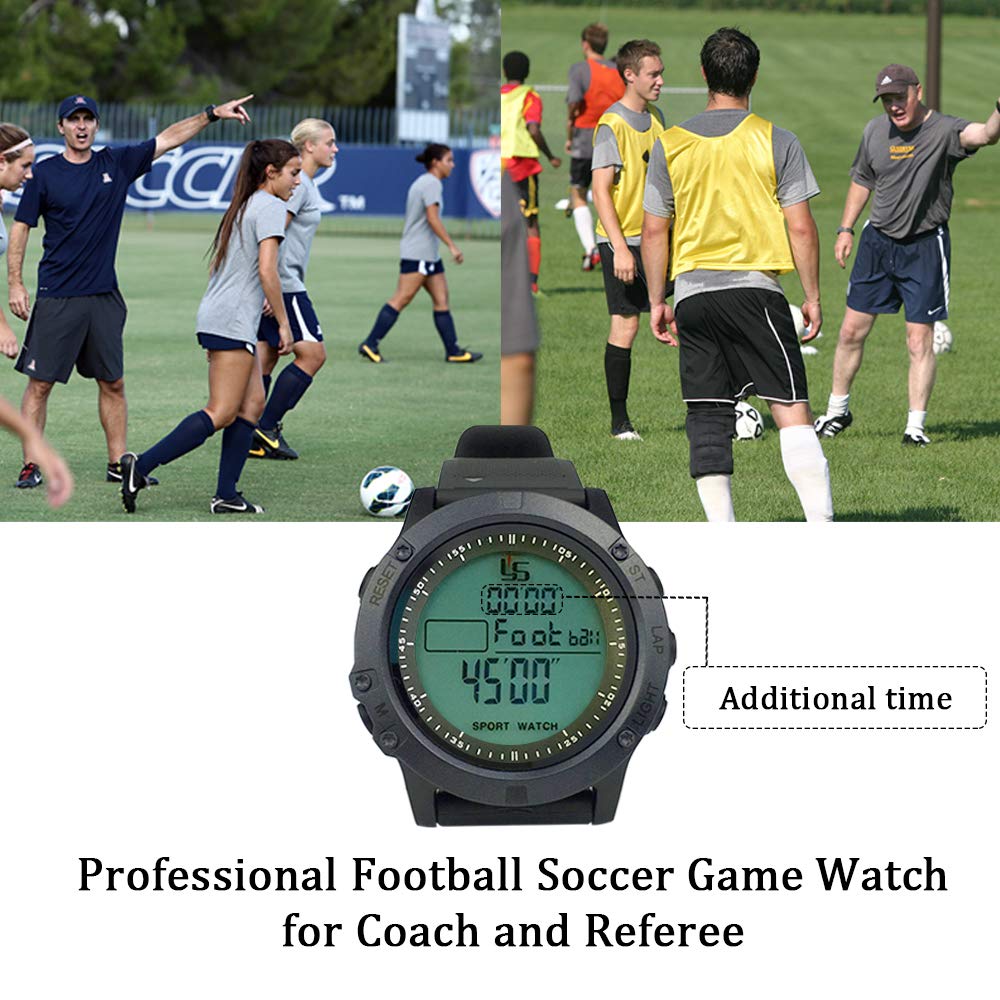 FCXJTU Digital Referee Watch, Sports Referee Wristwatch, Football Game Timer for Coaches, 100 Laps Memory Stopwatch, Luminous Sports Watch with 3 Lines, Large Display and Alarm