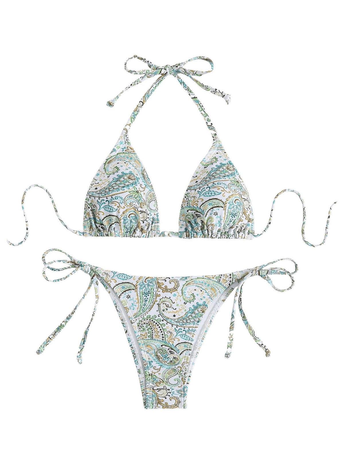 Costum de baie 2 piese triunghi cu nod și efect modelator GORGLITTER – Verde L