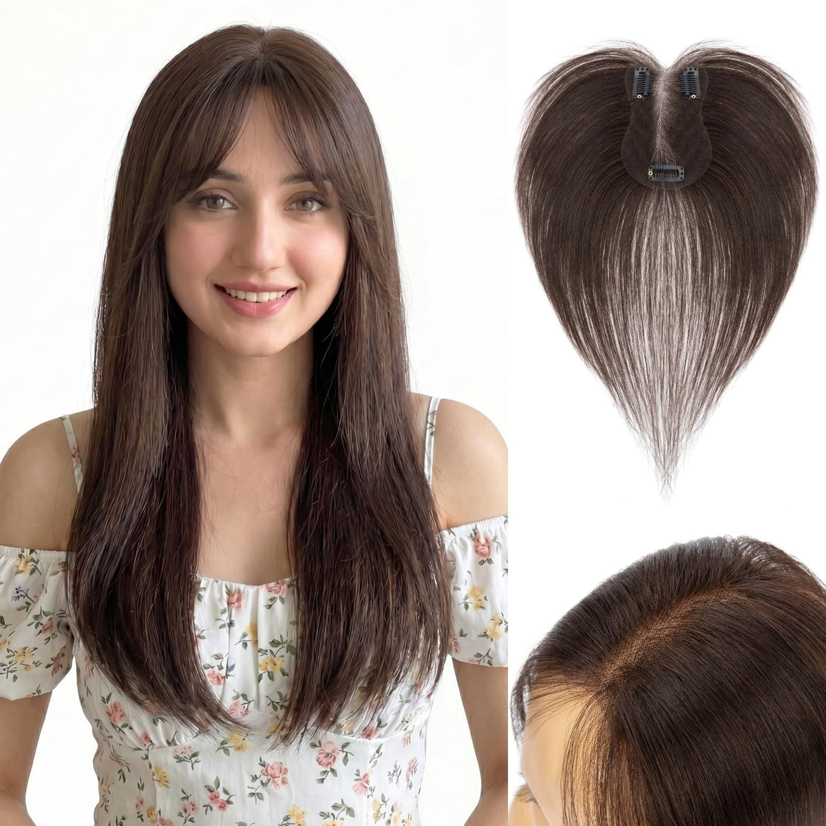 Meșă păr natural clip-in 100% păr uman Remy 14g #2 – Șaten închis