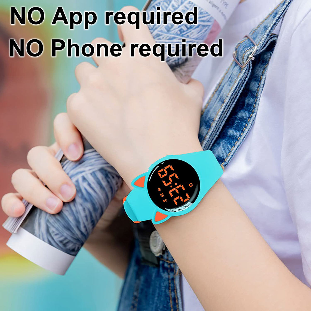 HUYVMAY Children's Pedometer Fitness Watch without App no Cell Phone, IP68 Waterproof Cute Wristwatch for Boys Girls Children Sports Watch with Pedometer Calorie Counter Distance Counter Timer 3 Alarm Clocks
