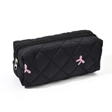 Floral Pencil Case Makeup Pouch Smooth Zipper Small – Black