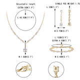 EVER FAITH Cubic Zirconia Jewelry Set for Bride Bridesmaid, Sparkling Elegant Teardrop Pendant Necklace Dangle Earrings Bracelet for Women Clear Gold Tone