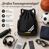 Kids Sports Gym Backpack Drawstring Sports Bag Lightweight – Black