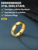 18k Gold-Plated Women's Ring High Polished 6mm Band – Size 49
