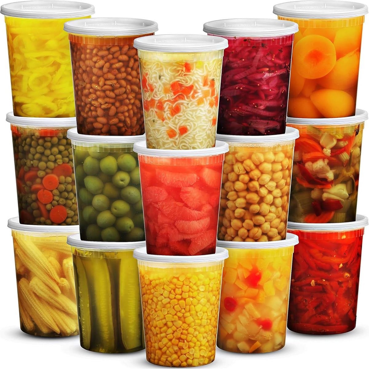 Deli Food Containers 32oz Quart Airtight Lids BPA-Free Dishwasher Safe – Clear 36 sets