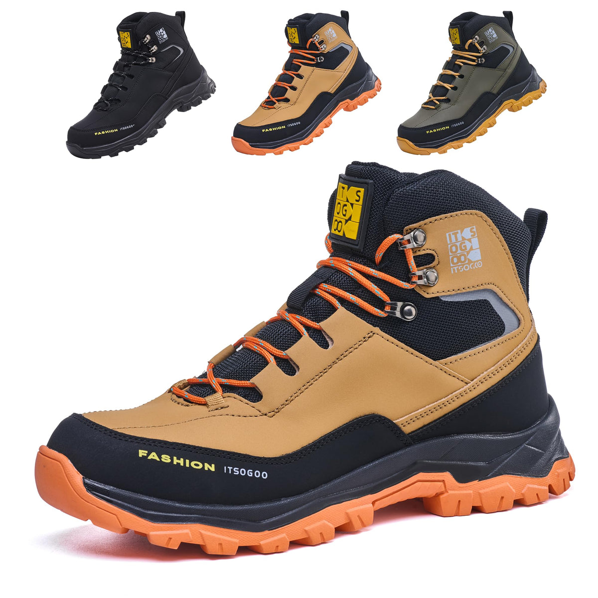 Safety Work Shoes Steel Toe Cap Slip-Resistant Breathable Leather – Khaki EU45