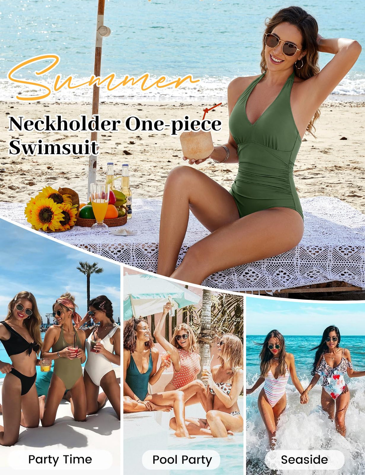 Costum de baie modelator întreg CMTOP decolteu în V – Verde L