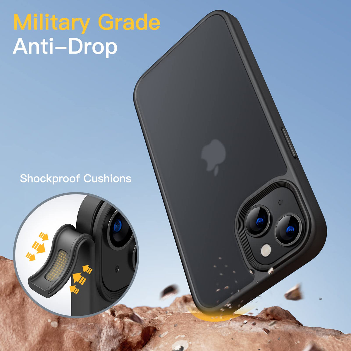 JETech iPhone 14 Case Shockproof Military Standard Drop Protection – Black 6.1 inch
