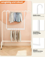 Extendable Height-Adjustable No-Drill Wardrobe Rail 40–72cm Width – White
