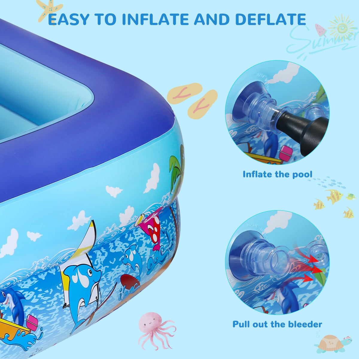 Inflatable Paddling Pool Kids Outdoor Garden – 110x83x34cm