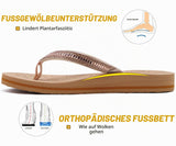 Women's Glitter Thong Flip Flops Orthopaedic Arch Support Platform Sandals – Beige EU 41