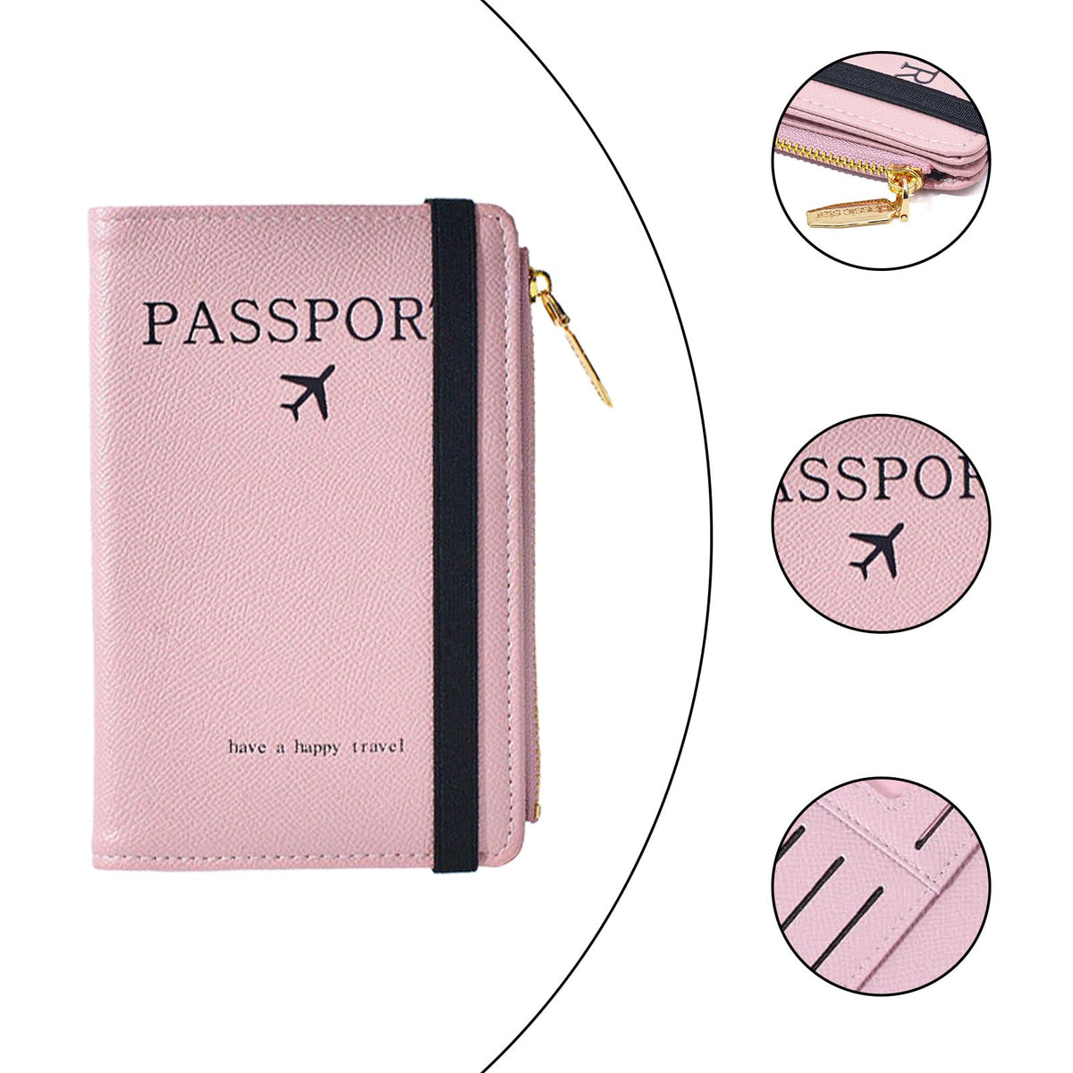 Passport Holder Travel Document Organizer PU Leather with Coin Pocket – Black