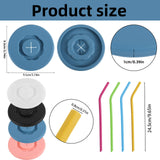 Silicone Cup Lids with Straws 4-Pack Leakproof Sealing Drink Covers - Fits Most Cups