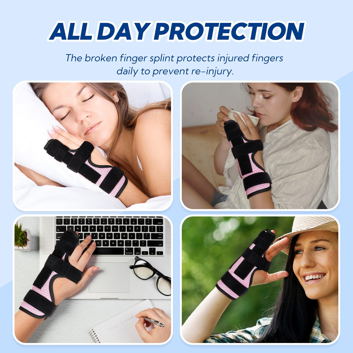 Little Finger Splint Metal Brace for Tendonitis Sprains Arthritis Right/Left – Pink S