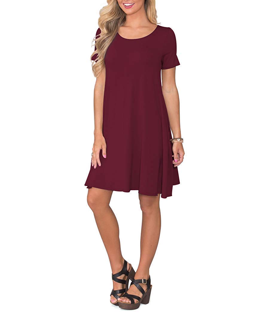 Women's Short Sleeve Summer Dress with Pockets Casual – Various Sizes