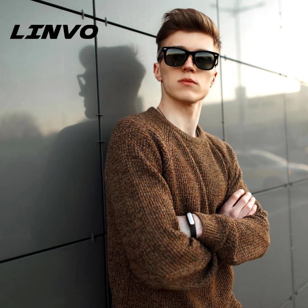 LINVO Sunglasses Men Women Polarized Retro Style Rectangular Vintage Classic Unisex UV400 Cat 3 CE