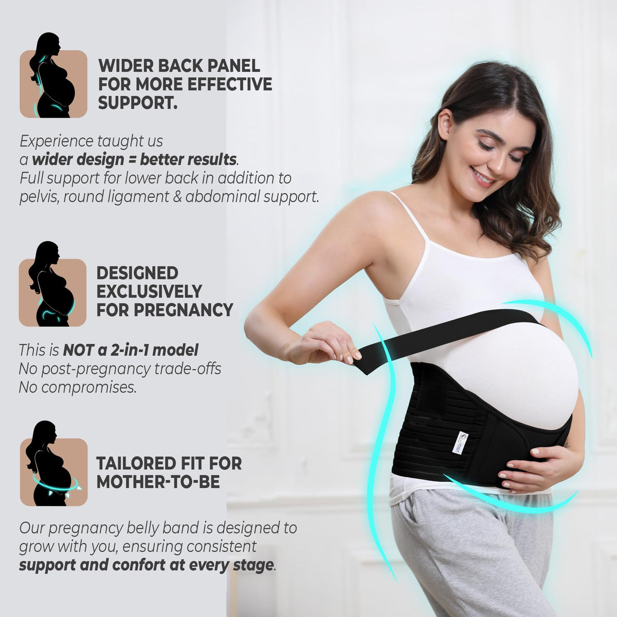 Centură de susținere prenatală NEOtech Care suport lombar și abdominal – Negru M