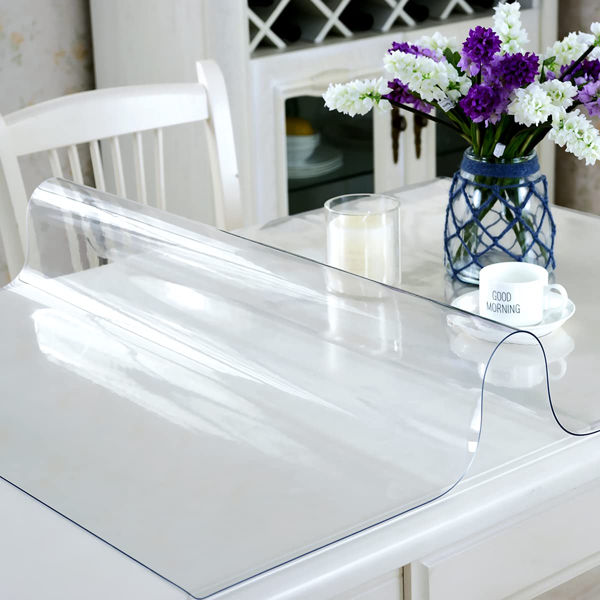 Transparent PVC Tablecloth Waterproof Stain-Resistant Protector 40×80cm - Transparent